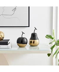 Danya B Vost Dipped Fruit Ceramic Sculpture Set of 2 - Black/Gold