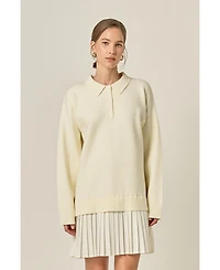 English Factory Women's Polo Mixed Media Mini Dress