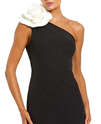 Mac Duggal Women's Crepe One Shoulder Mermaid Gown With 3D Flower