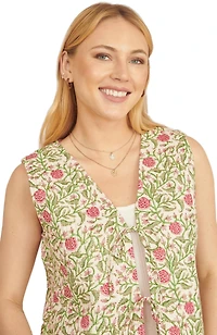 Yumi Women's Indian Floral Reversible Quilted Jacket