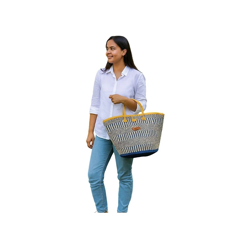 Ripples of Nourishment Handmade Sisal Straw Basket Tote Bag