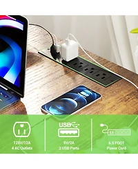 55.5'' Reversible L-shaped Desk with Power Outlets and Rgb Led Lights, Computer Table Cpu Stand Monitor