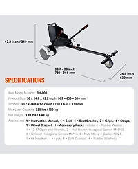 Mecale Hoverboard Seat Attachment Compatible with 6.5" 8" 8.5" 10" Boards, Adjustable Frame, Grips Control, 220 lb Capacity for Ki