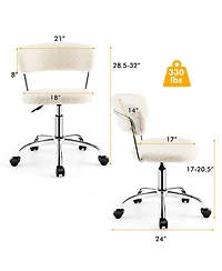 Ecooso Computer Desk Chair Adjustable Sherpa Office Chair Swivel Vanity Chair