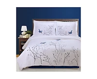 Superior Swallow Cotton 3-Piece Duvet Cover Set, King/California King