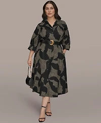 Donna Karan New York Plus Belted Shirt Dress