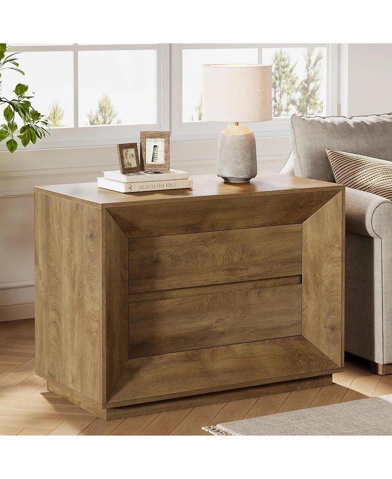 Tribesigns Nightstand Set of 2, Large Night Stand with 2 Drawers, Oversized Nightstand Bedside Table Sofa End Table for Bedroom