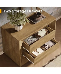 Tribesigns Nightstand Set of 2, Large Night Stand with 2 Drawers, Oversized Nightstand Bedside Table Sofa End Table for Bedroom