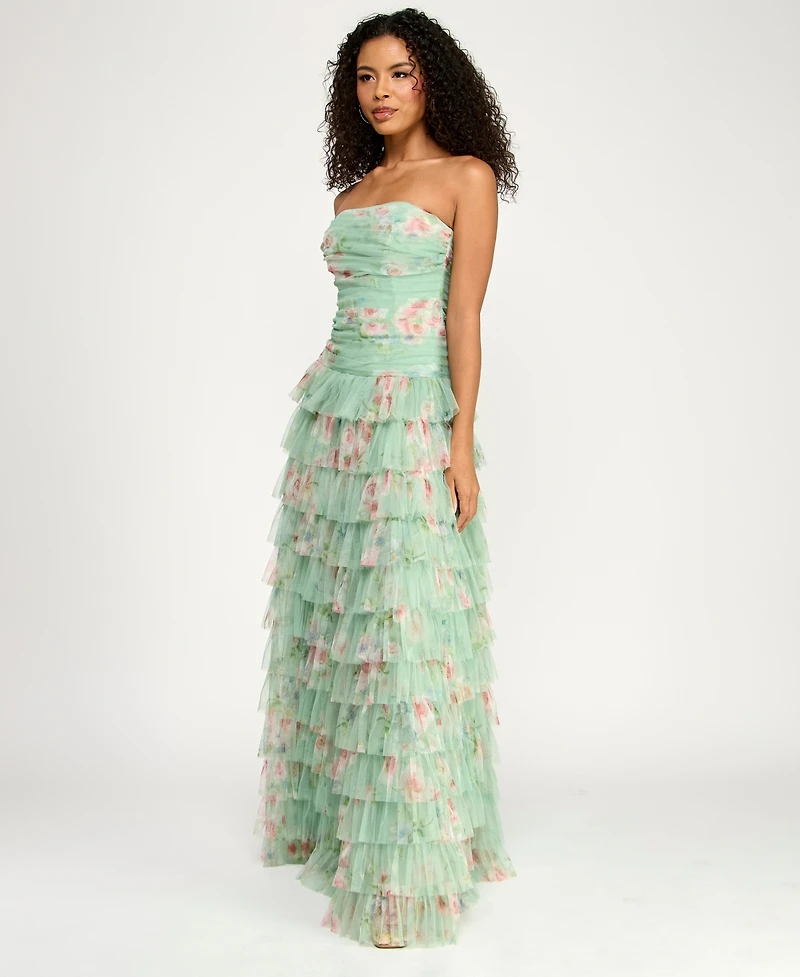 B Darlin Women's Strapless Pleated Gown