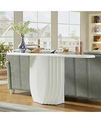 Tribesigns Modern White Console Table, 63 inch Wooden Entryway Sofa Table with Geometric Base, Contemporary Accent Console