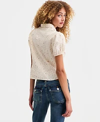 Lucky Brand Women's Cotton Puff-Sleeve Button-Down Shirt