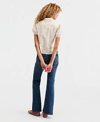 Lucky Brand Juniors Cotton Puff Sleeve Shirt Low Rise Flared Jeans