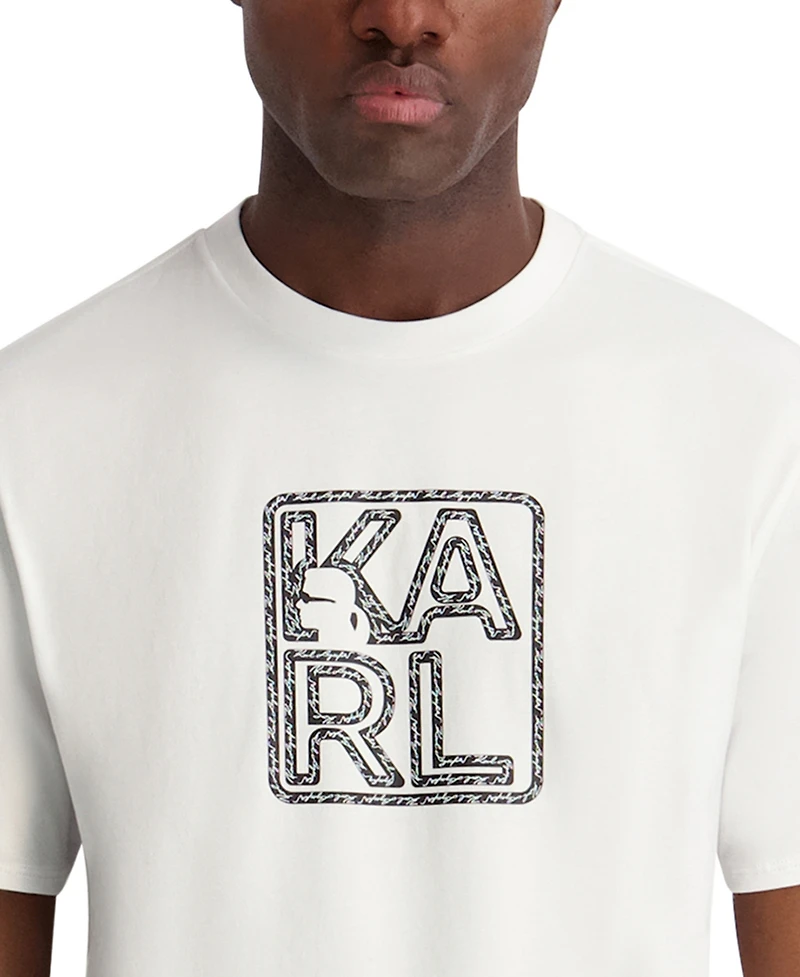 Karl Lagerfeld Paris Men's Solid Logo Tape Crewneck T-Shirt