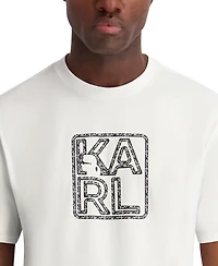 Karl Lagerfeld Paris Men's Solid Logo Tape Crewneck T-Shirt