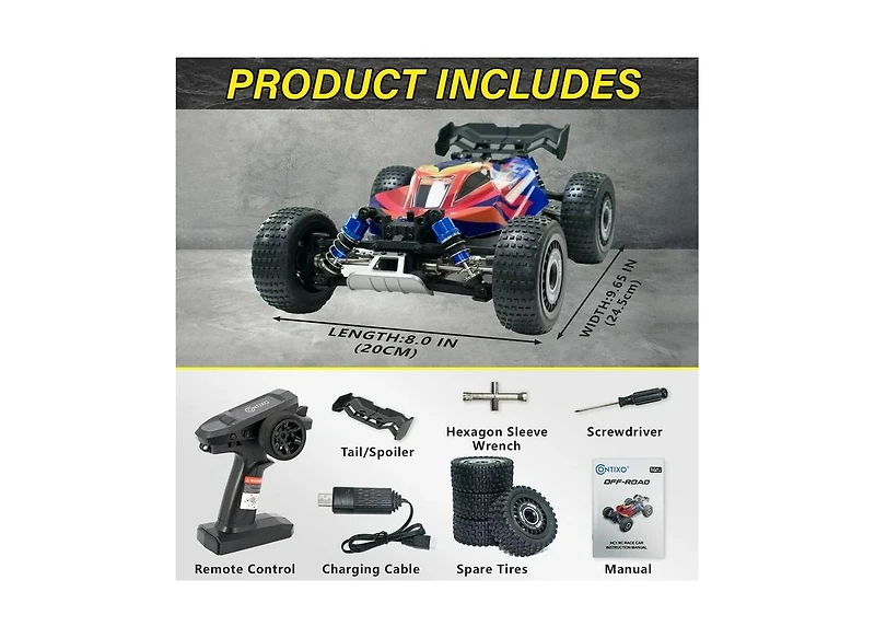 Contixo HC1 Road Rager Rc Remote Control High Speed Race Car - 1:16 Scale