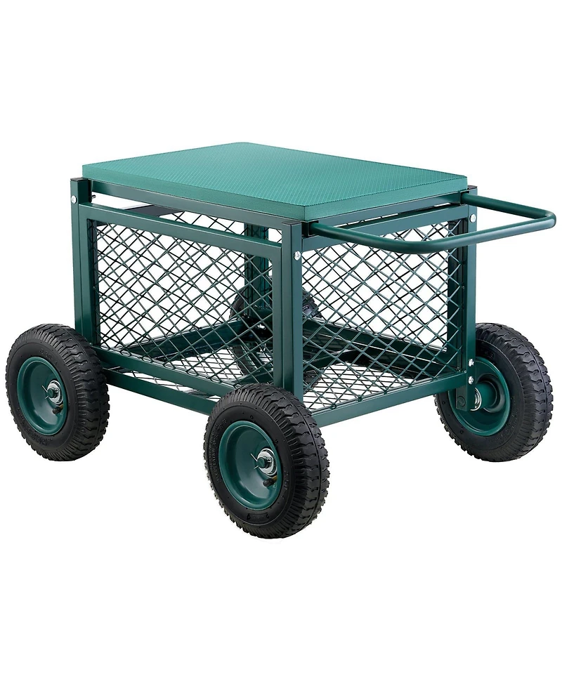 Sugfit Heavy-Duty Metal Rolling Garden Cart with 400 lb Capacity & Large Wheels