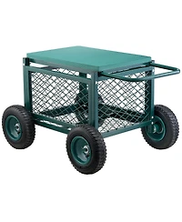 Sugfit Heavy-Duty Metal Rolling Garden Cart with 400 lb Capacity & Large Wheels