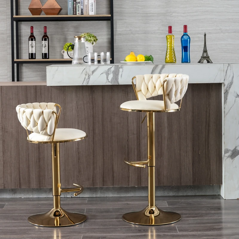 Streamdale Furniture Adjustable Height Bar Stools with Chrome Accents (Set of 2)