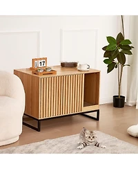 Cozito Wooden Cat Litter Box Enclosure with Metal Legs