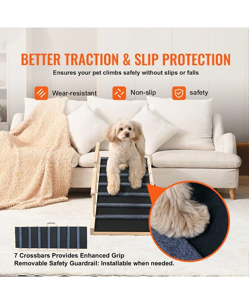 Cozito Adjustable Wooden Folding Pet Ramp, 47.2