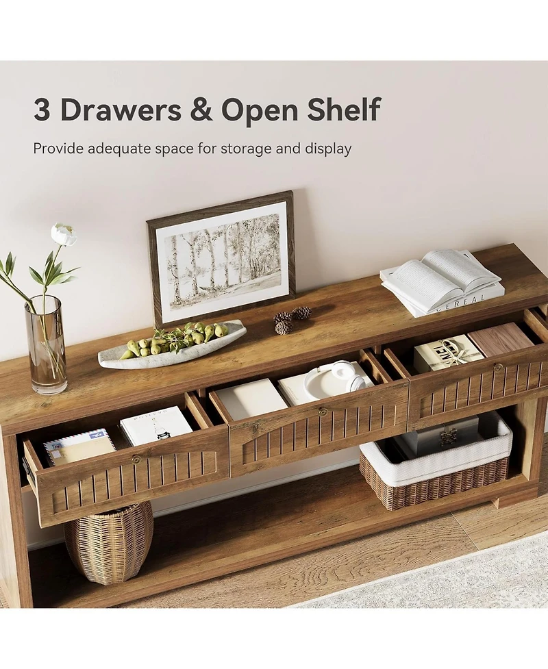 Tribesigns 70.8-Inch Long Console Table with 3 Drawers, Farmhouse Narrow Entryway Table & Sofa Table