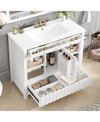 Cesicia 36 in. Bathroom Vanity with Sink, Multi-functional Bathroom Cabinet with Doors, Drawers and Storage Shelves