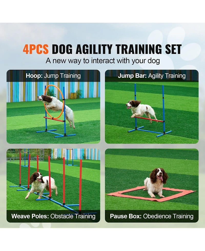 Cozito 4-Piece Dog Agility Training Set with Jump Ring & Hurdles