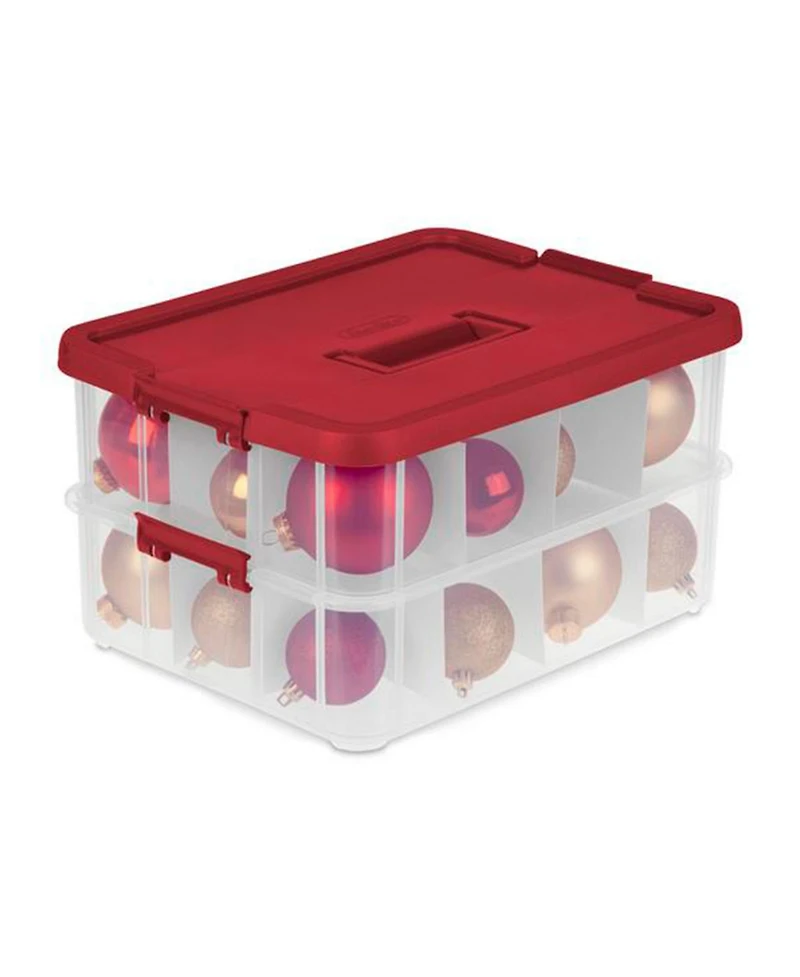 Sterilite 24 Compartment Stack and Carry Christmas Ornament Storage Box (4 Pack)
