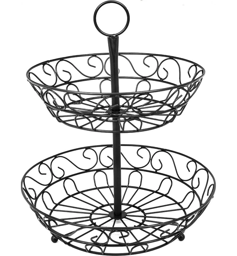 Sorbus 2-Tier Metal Countertop Fruit Basket & Bowl Stand - Stylish Storage for Kitchen & Dining