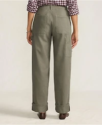 Lands' End Women's Chino Mid Rise Straight Leg Cargo Ankle Pants
