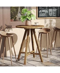 Tribesigns Solid Wood 31.5" Round Dining Table for 2, Small Counter Height Kitchen Table for Living Room, Dining Room