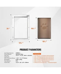 Cozito Aluminum Frame Door-Mount Pet Door with Lock, Large, White