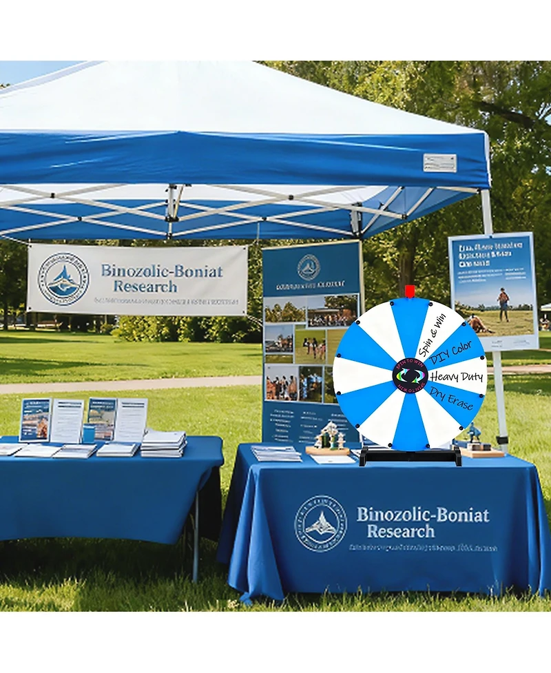 Yescom WinSpin 24" Pop Up Display Tabletop Prize Wheel Blue & White Trade Show Display Spinning Wheel 12 Slots for Outdoor Booths Exhibition Even