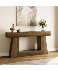 Tribesigns 63" Farmhouse Console Table with Storage, Rustic Long Sofa Table for Entryway & Behind Couch, Narrow Hallway Table
