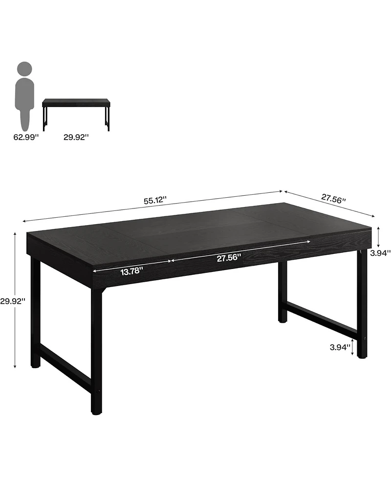 Tribesigns Farmhouse Dining Table for 4-6 People, 55 Inches Industrial Rectangular Kitchen Dinner