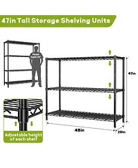 Lovmor 3-Tier 48 in W x 47 in H x 20 in D Height Adjustable Garage Wire Shelving Unit