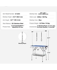 Cozito Foldable Pet Grooming Table with Double Arms, 36" x 24", Holds up to 330 lbs
