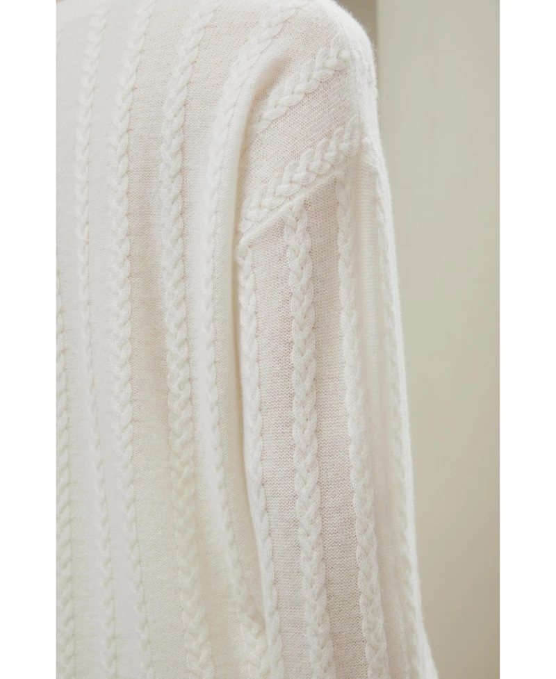 Lilysilk Women's Semi-Sheer Cashmere Cable-knit Sweater