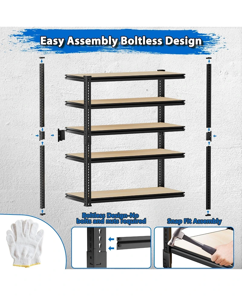 Lovmor 36 in W x 72 in H x 18 in D Adjustable Mdf Heavy Duty Metal Shelving Unit