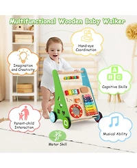 Sugift Toddler Push Walker Activity Center Toy with Burr-free Handle