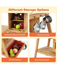 Sugift Wooden Play Cart with Sun Proof Umbrella for Toddlers Over 3 Years Old-Brown