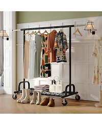 Raybee Heavy Duty Clothes Rack，Rolling Clothing Rack Load 485 Lbs, Extendable & Adjustable Portable Commercial Garment Rack with Wheels