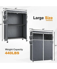 Raybee Clothes Rack with Cover, 81" H Clothing Racks for Hanging Clothes, Portable Closet with Wheels, Side Pockets and Adjustable Feets for Bedr
