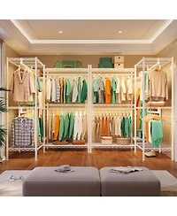 Raybee Clothes Rack, Clothing Racks for Hanging Clothes, L Shaped Clothing Rack for Corner 900LBS Heavy Duty Clothes Rack Garment Rack