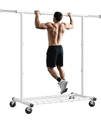 Raybee Clothing Rack for Hanging Clothes, Rolling Clothes Rack Load 250LBS, Metal Clothes Racks, Clothing Rack with Wheels Portable