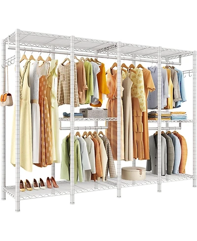 Raybee Clothes Rack Heavy Duty Clothing Racks for Hanging Clothes Loads 1100LBS, Garment Rack Freestanding for Bedroom
