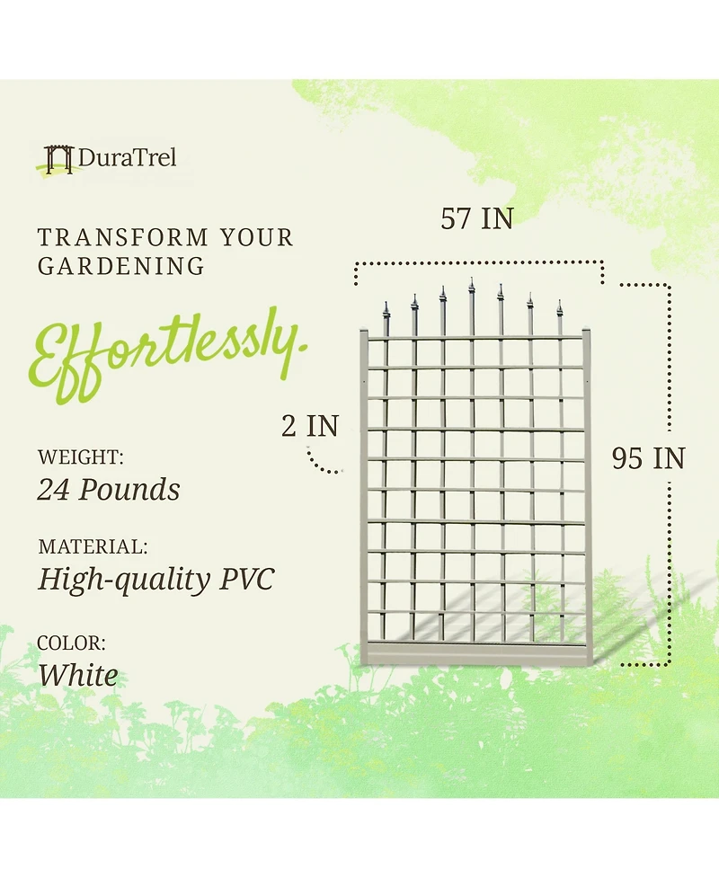 Dura-Trel Inc Dura-Trel Winchester 57 x 95 Inch Pvc Vinyl Outdoor Garden Patio Trellis, White