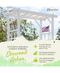 Dura-Trel Inc Dura-Trel Elmwood Arbor 57" x 84" Pvc Outdoor Garden Arch Lattice Trellis, White