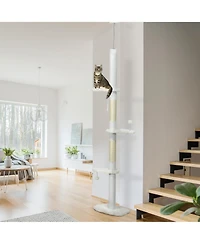 Aostirmotor 88.5"-100.5" Adjustable Height Cat Tree with Cloud Shape Platforms