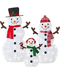 Best Choice Products 2D Lighted Snowman Family Set Outdoor Yard Decor w/ Led Lights 